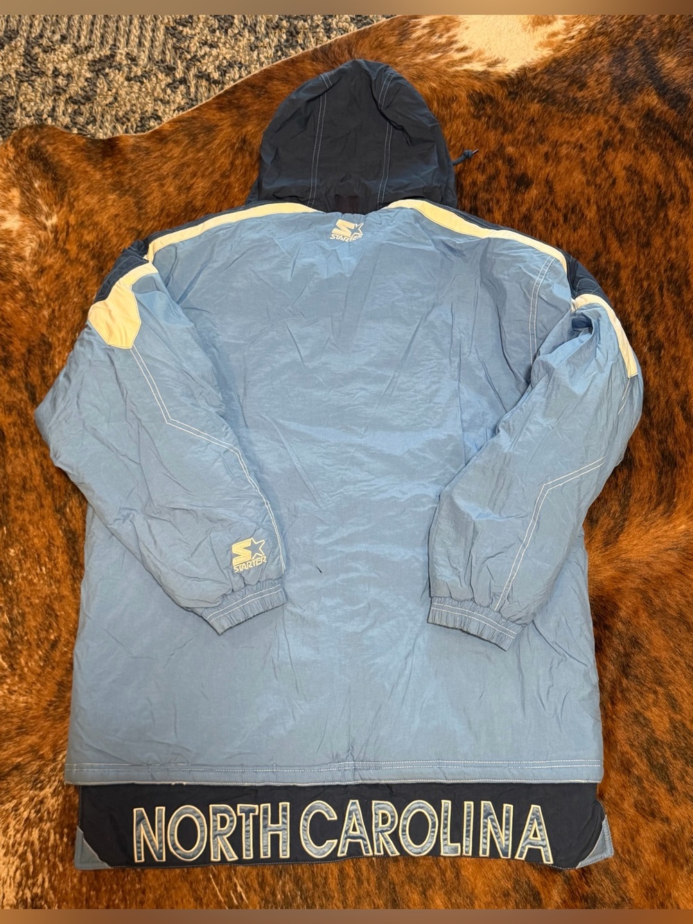 Vintage 90s Starter UNC North Carolina Tar Heels Puffer Jacket L Block Letters
